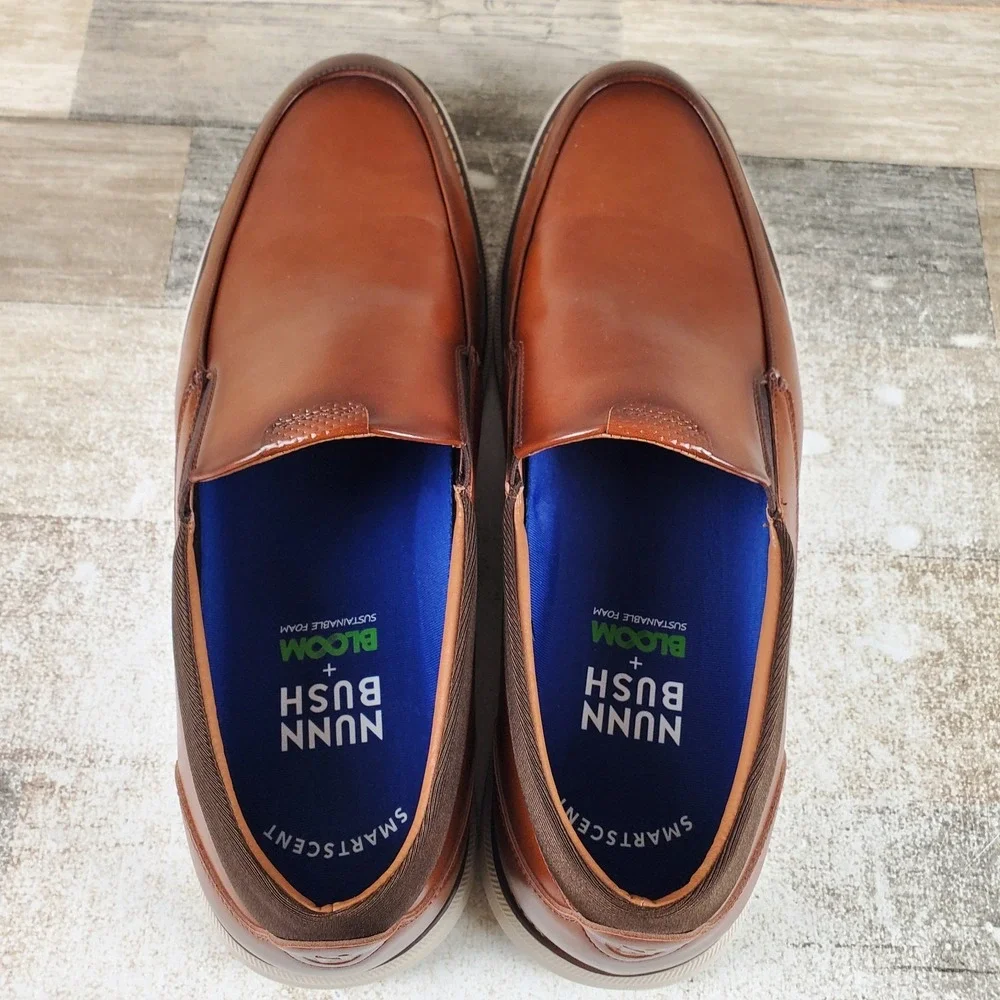 Nunn Bush Chase Mens Loafers Sz 11.5 M Cognac Moccasin Toe Slip-On Lightweight